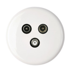 Façade Iris porcelaine 3 trous TV-FM-SAT finition blanc
