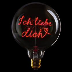 Ampoule Ich liebe dich – Message In The Bulb – LED rouge – Verre transparent – E27