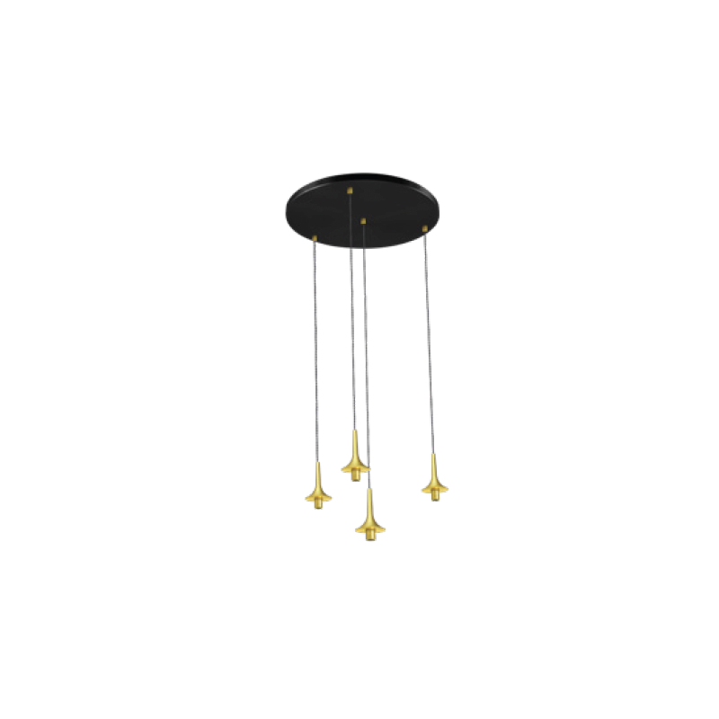 Grace 04 - Suspension rosace ronde finition noire et de 4 verrines Grace