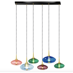 Grace 06 - Suspension rosace rectangulaire finition blanc et de 6 verrines Grace