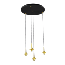 Roxanne 04 - Suspension rosace ronde finition noire et de 4 verrines Roxanne
