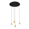 Roxanne 04 - Suspension rosace ronde finition noire et de 4 verrines Roxanne
