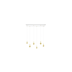 Roxanne 06 - Suspension rosace rectangulaire finition blanc et de 6 verrines Roxanne