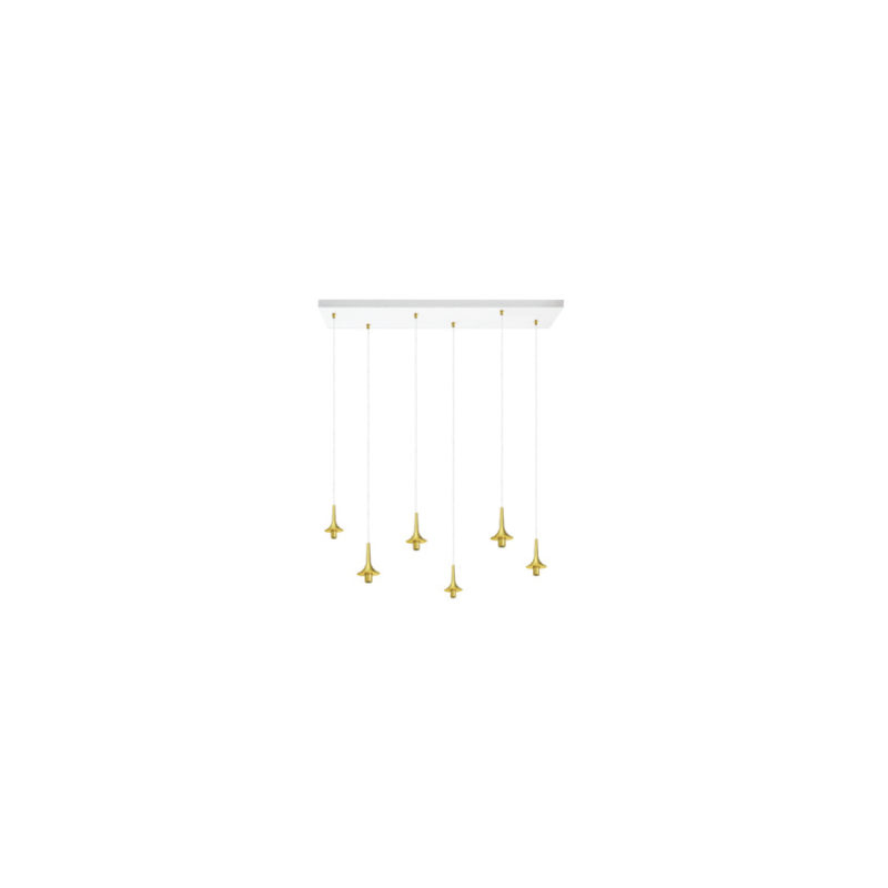 Roxanne 06 - Suspension rosace rectangulaire finition blanc et de 6 verrines Roxanne