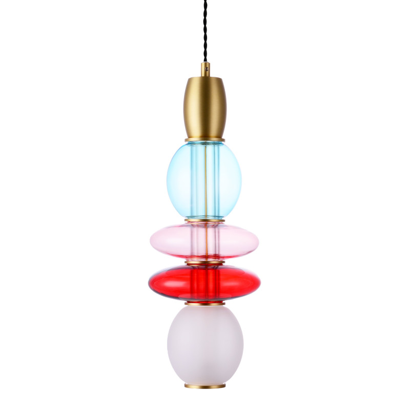 Suspension verticale Léonor verre soufflé design coloré Elements Lighting