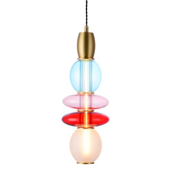 Suspension verticale Léonor verre soufflé design coloré Elements Lighting