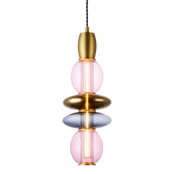 Suspension verticale Léonor verre soufflé doré miroir design