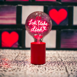 Ampoule Ich liebe dich – Message In The Bulb – LED rouge – Verre transparent – E27