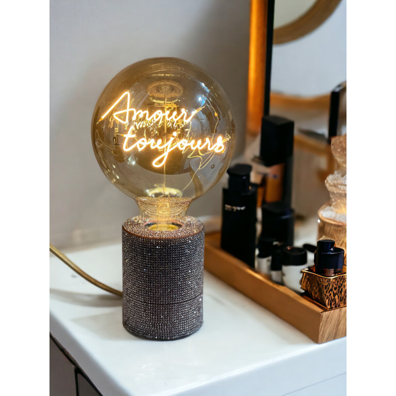 Ampoule Amour toujours – Message In The Bulb – LED ambrée – Verre ambré – À poser