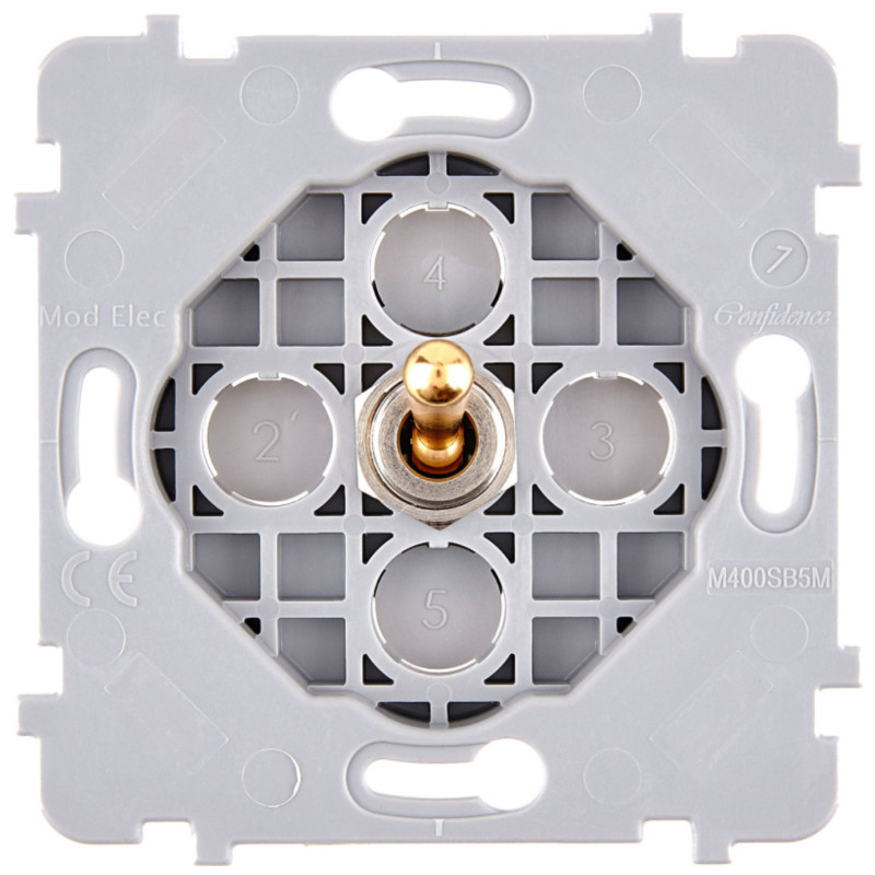 Mécanisme 2 interrupteurs volet roulant 3 positions doré, pour gamme Iris Horizon de Modelec