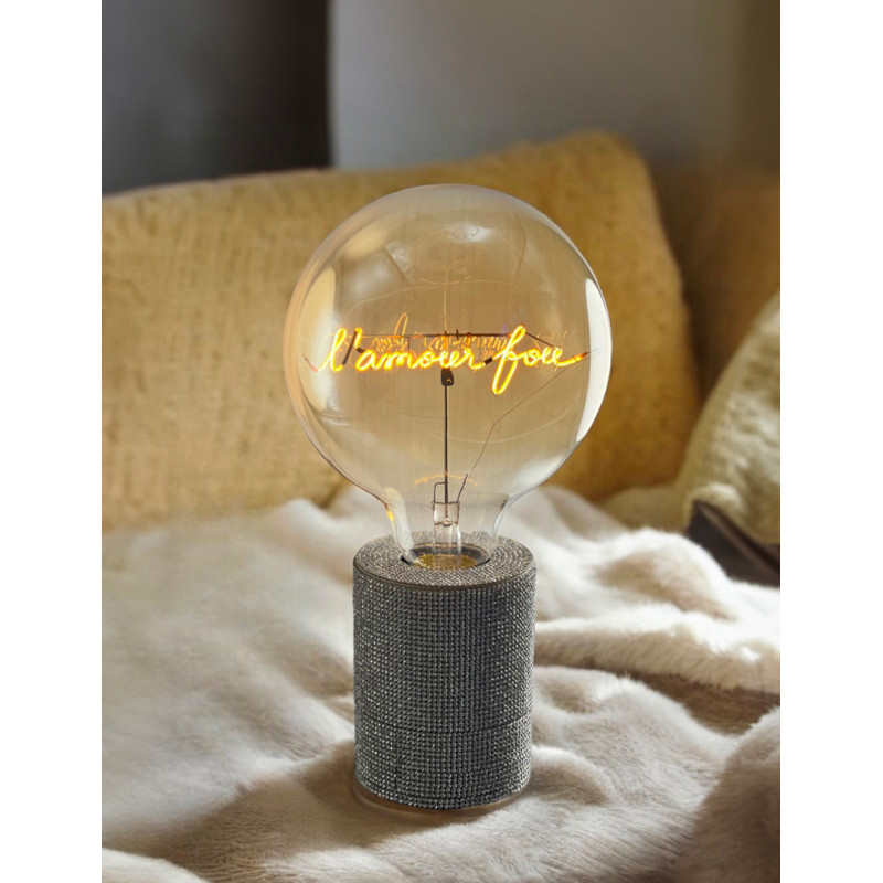 Ampoule L’amour Fou – Message In The Bulb – lumière ambrée décorative à poser