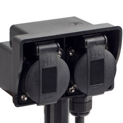 GARTEN – Double prise extérieure sur piquet noir IP44