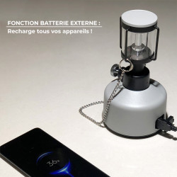 MISTRAL – Lanterne rechargeable Lovork gris, design nomade jusqu’à 100h