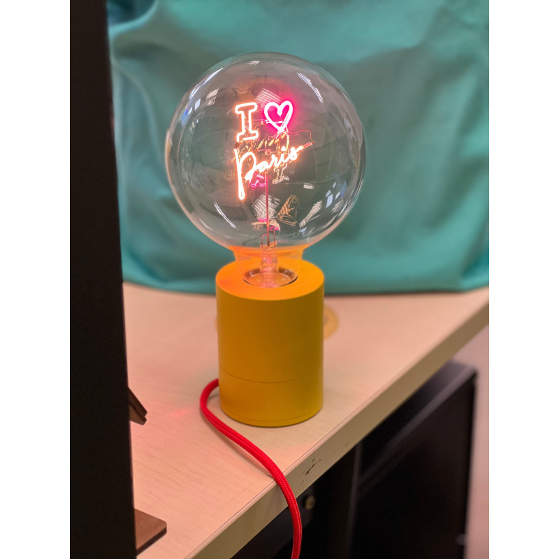 Ampoule I Love Paris – Message In The Bulb – lumière rouge et ambrée à poser