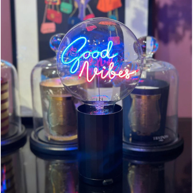 Ampoule Good Vibes – MITB Portable® – Message lumineux bleu et rouge