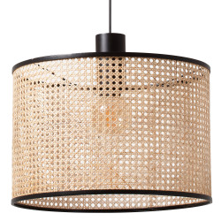 MAMBO – Suspension noire en rotin Ø 45 cm design naturel