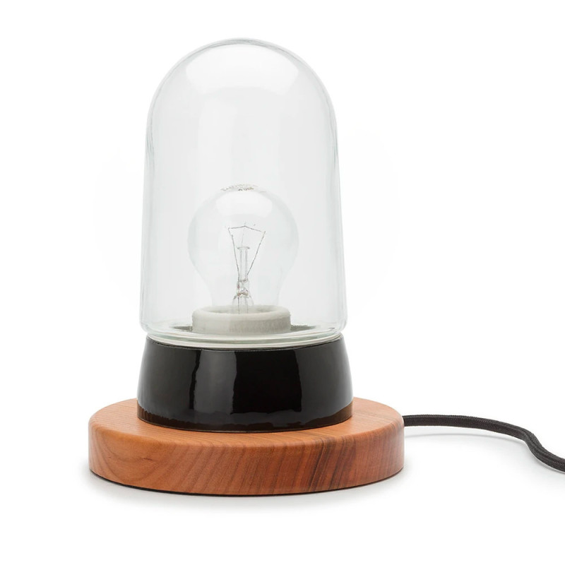 Lampe THPG porcelaine noir & cerisier – Verre transparent