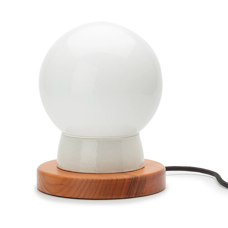 Lampe sur pied THPG porcelaine blanche & cerisier - Design rétro