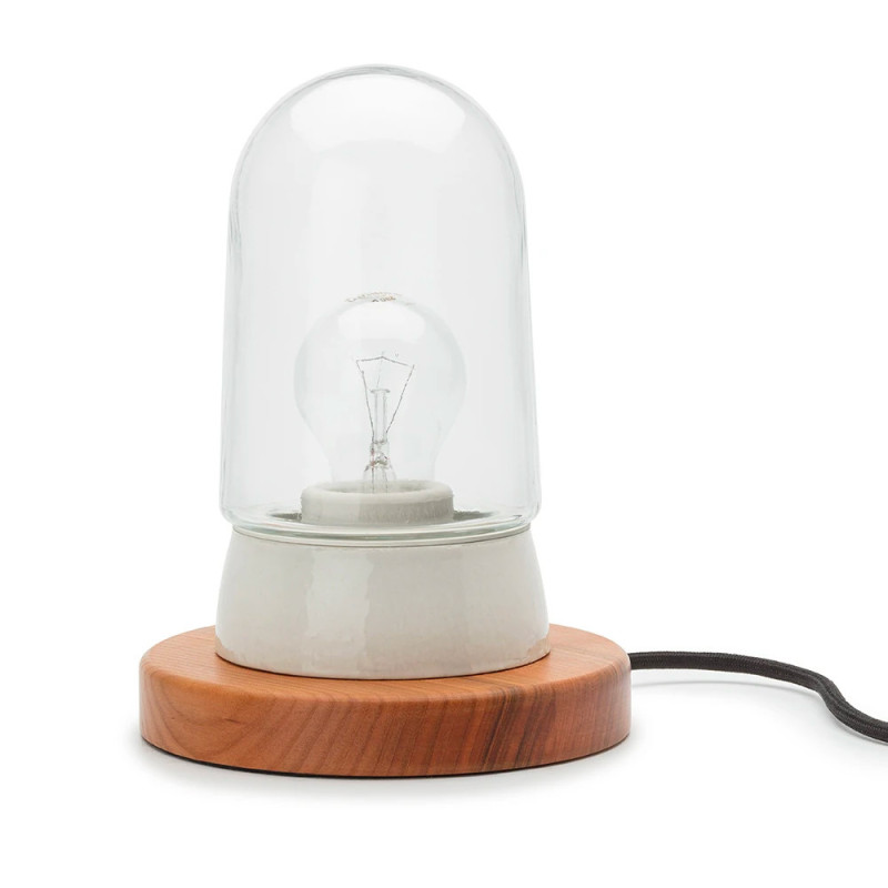 Lampe THPG porcelaine blanche & cerisier – Verre transparent