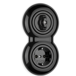 Interrupteur rotatif bipolaire THPG porcelaine noire