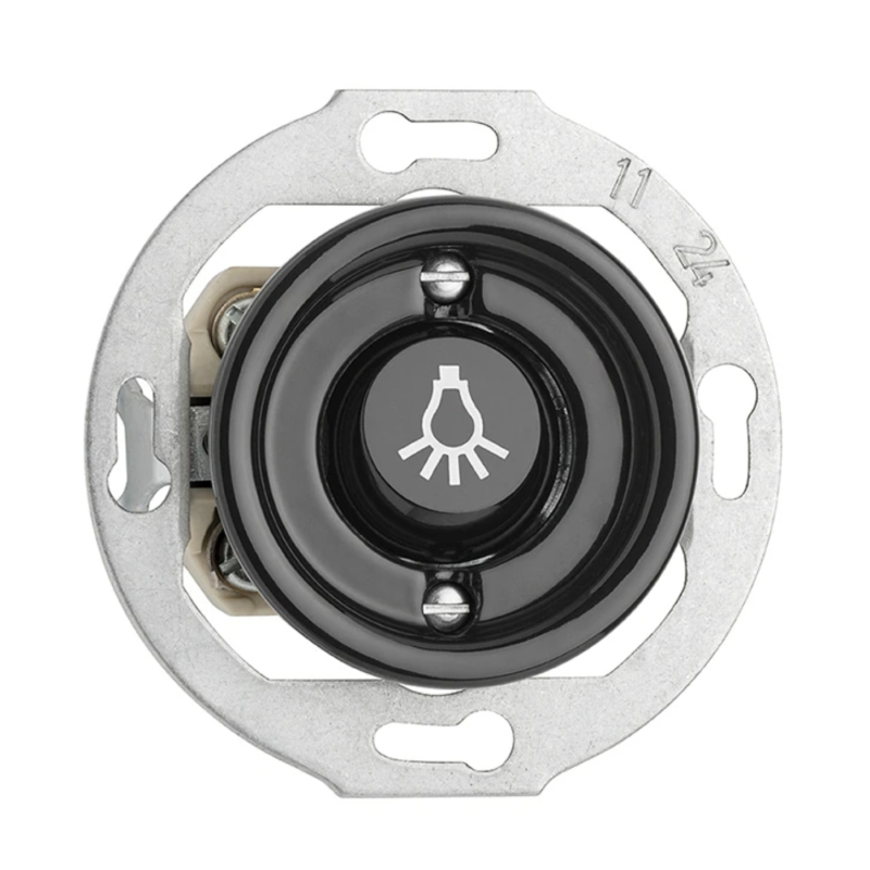Bouton-poussoir THPG phosphorescent – interrupteur à bascule porcelaine noire