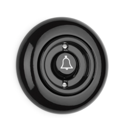 Bouton-poussoir sonnette THPG en porcelaine noire – Bascule rétro