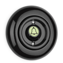 Bouton-poussoir sonnette lumineux THPG – Porcelaine noire rétro