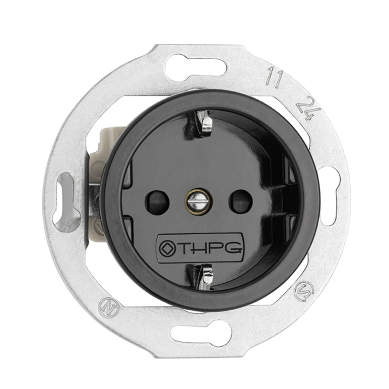 Prise de courant THPG avec obturateur – Porcelaine noire 16A