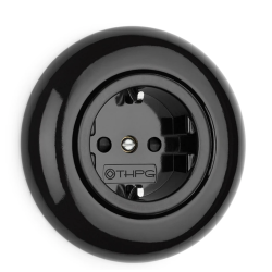 Prise de courant THPG avec obturateur – Porcelaine noire 16A