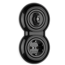 Prise de courant THPG avec obturateur – Porcelaine noire 16A