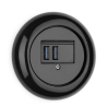 Prise USB-A THPG porcelaine noire – Double port 2,5 A design rétro
