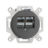 Prise RJ45 double Cat.6a THPG – Porcelaine noire 10G