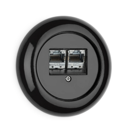 Prise RJ45 double Cat.6a THPG – Porcelaine noire 10G