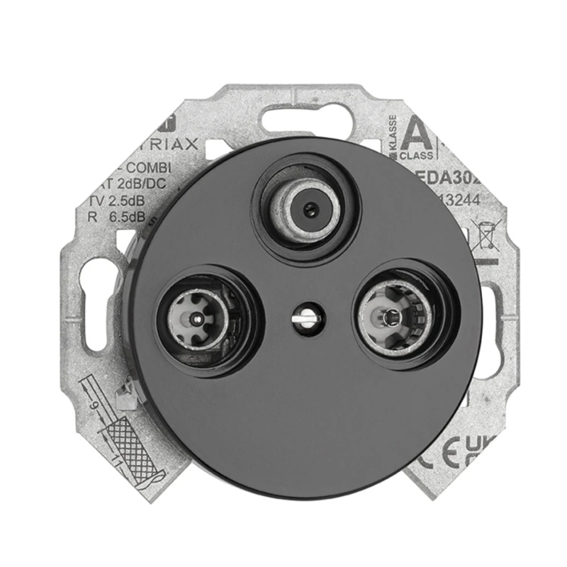 Prise RJ45 double Cat.6a THPG – Porcelaine noire 10G