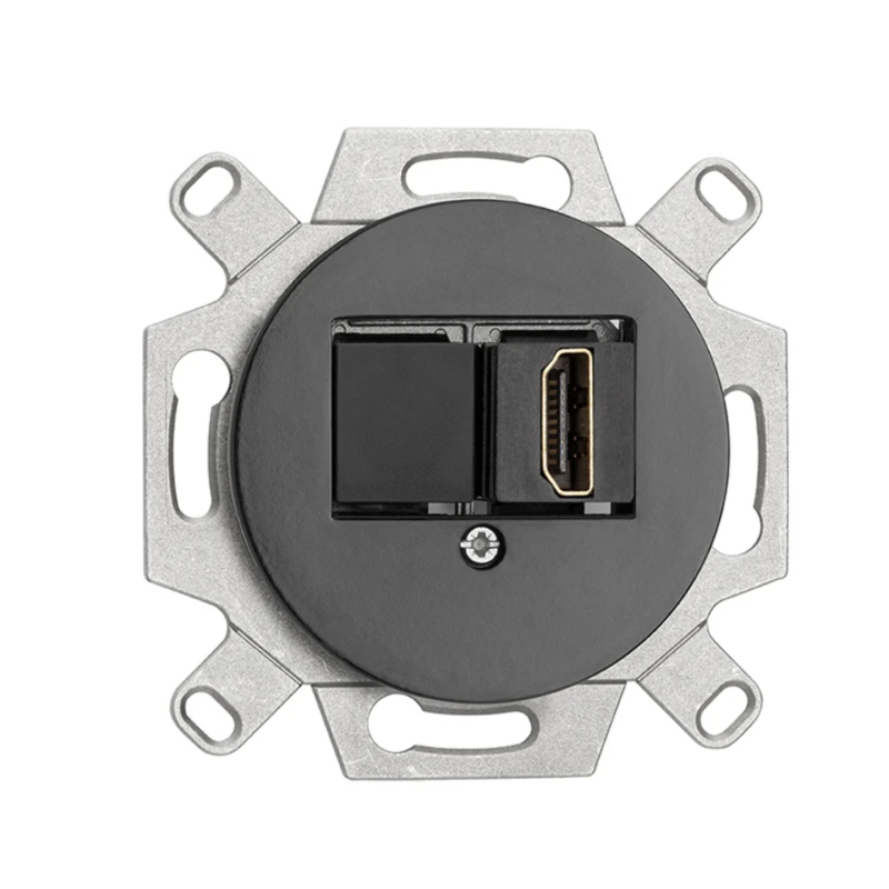 Port HDMI THPG porcelaine noire – Prise design rétro 4K 60Hz