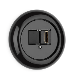 Port HDMI THPG porcelaine noire – Prise design rétro 4K 60Hz