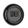 Port HDMI THPG porcelaine noire – Prise design rétro 4K 60Hz