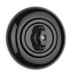 Plaque de finition THPG porcelaine noire Ø 82 mm – Design rétro