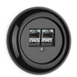 Plaque finition THPG porcelaine noire – Prises connexion Ø 82 mm
