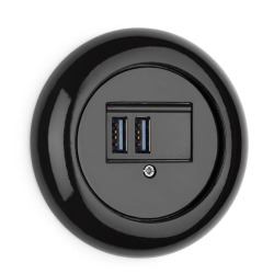 Plaque finition THPG porcelaine noire – Prises connexion Ø 82 mm