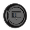 Plaque finition THPG porcelaine noire – Prises connexion Ø 82 mm