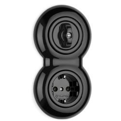 Double plaque finition THPG porcelaine noire 153x82 mm