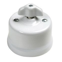 Manette rotative porcelaine rétro blanche GARBY Fontini
