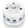 Bouton poussoir rotatif décor bleu et argent GARBY Fontini – Interrupteur rétro porcelaine