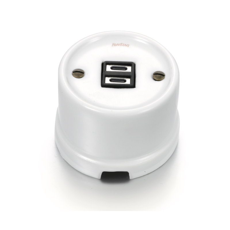 Chargeur USB C+C porcelaine blanc GARBY Fontini rétro
