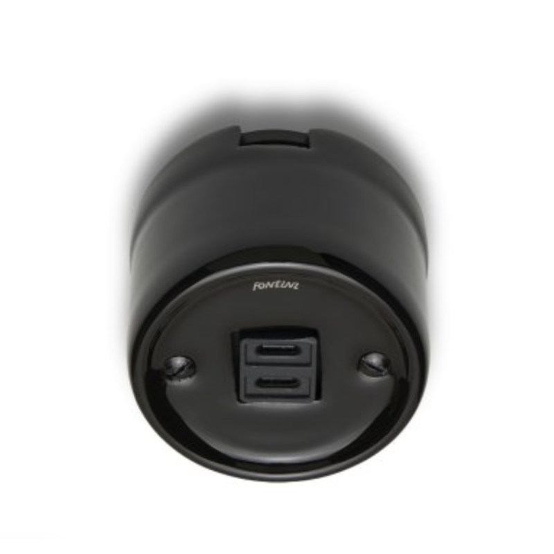 Chargeur USB C+C porcelaine noir GARBY Fontini rétro