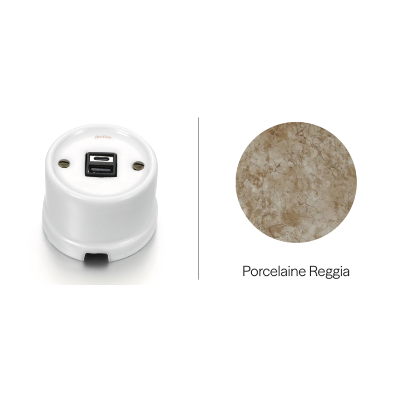 Chargeur USB double A+C porcelaine reggia GARBY Fontini