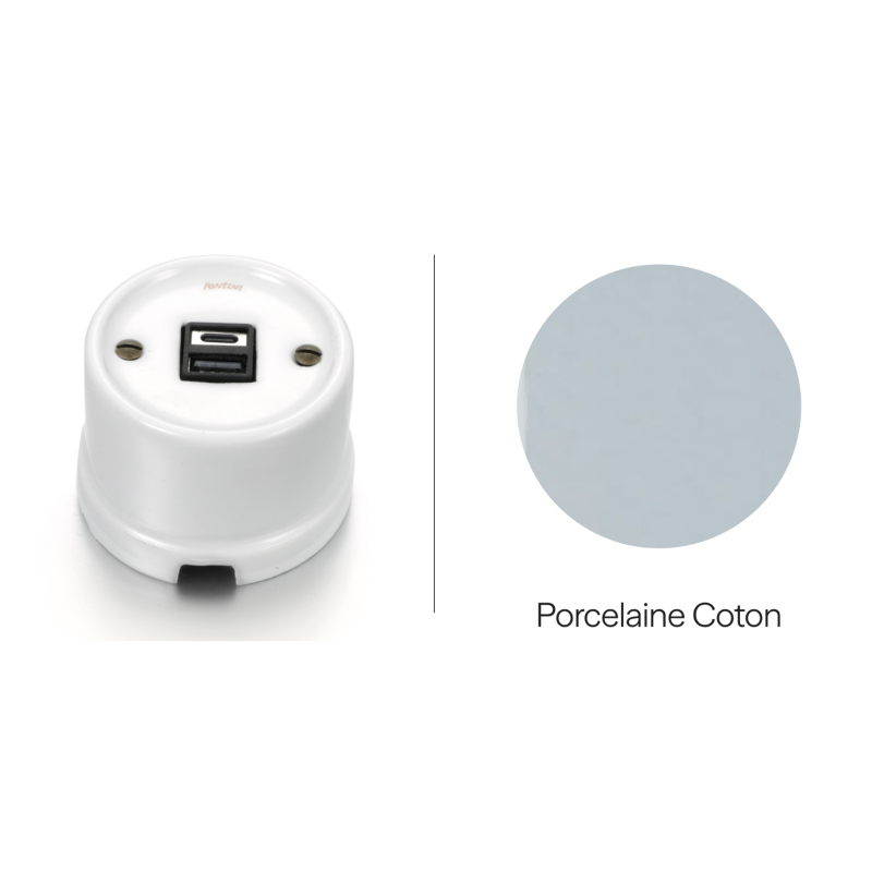 Chargeur USB double A+C porcelaine coton GARBY Fontini