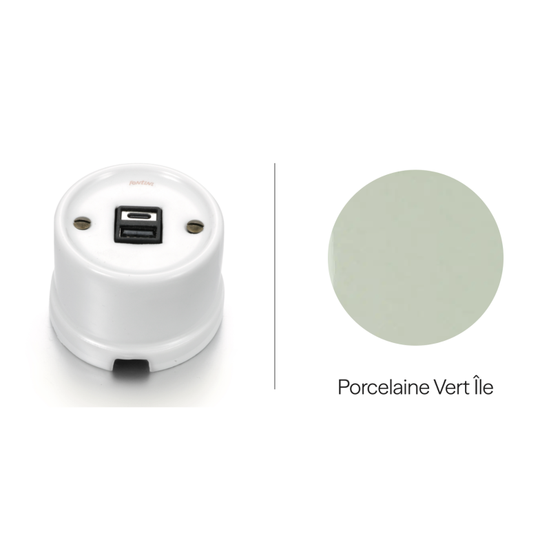 Chargeur USB double A+C porcelaine vert ille GARBY Fontini
