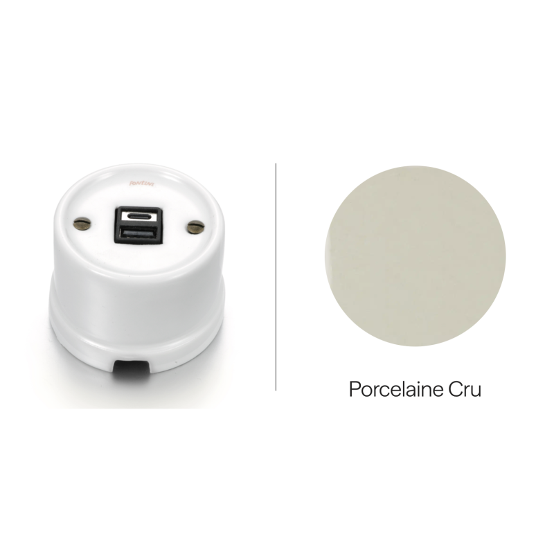 Chargeur USB double A+C porcelaine cru GARBY Fontini